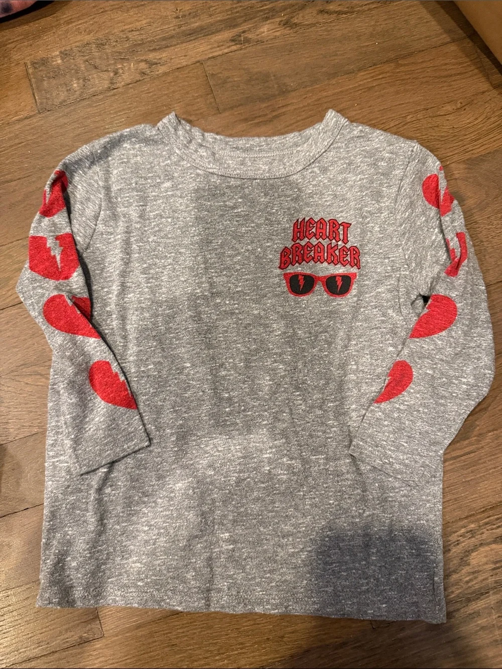 Chaser Kids Gray Long Sleeve 'Heart Breaker' Tee with Red Hearts